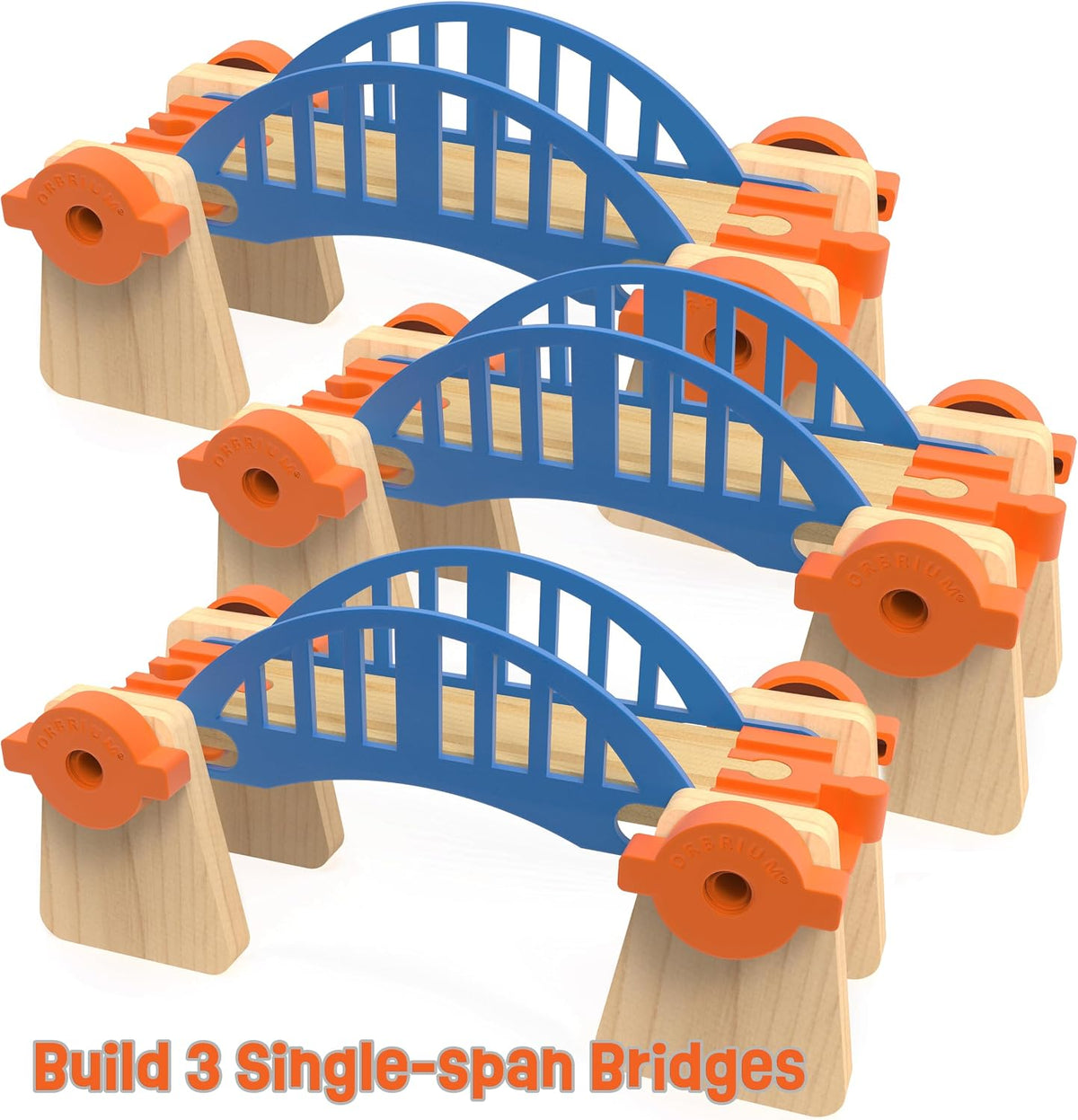 Orbrium wooden train track accessories with elevated columns, bridges and tunnel - view 2