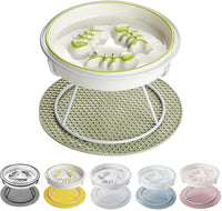 Ceramic Elevated Slow Feeder Cat Bowl, Anti Vomit - Green