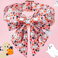DOGWONG Fall Pumpkin Orange Plaid Dog Collar - ghost Pumpkin / L - image 2