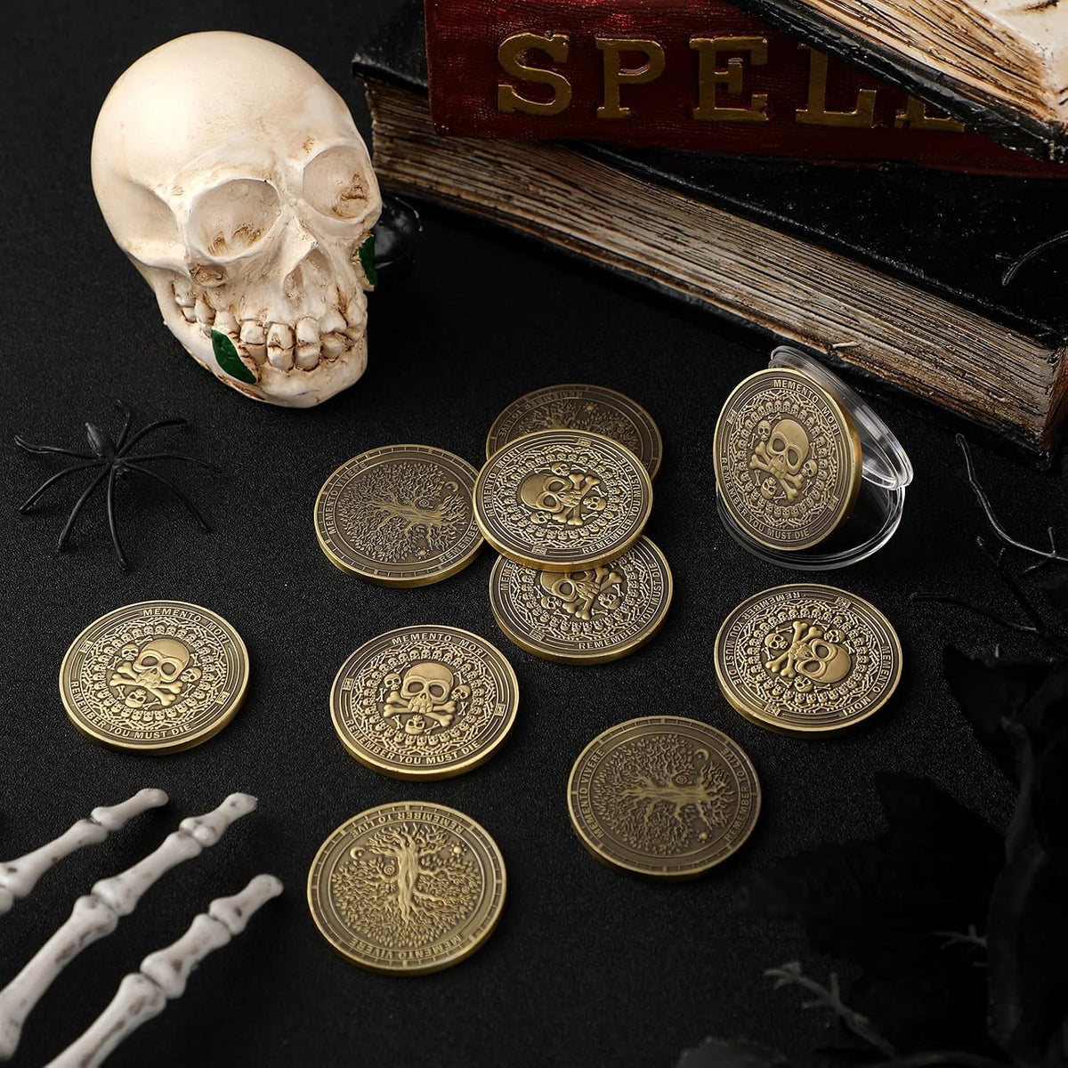 Misdary memento mori challenge coins in classic style copper finish with medallion box - view 14