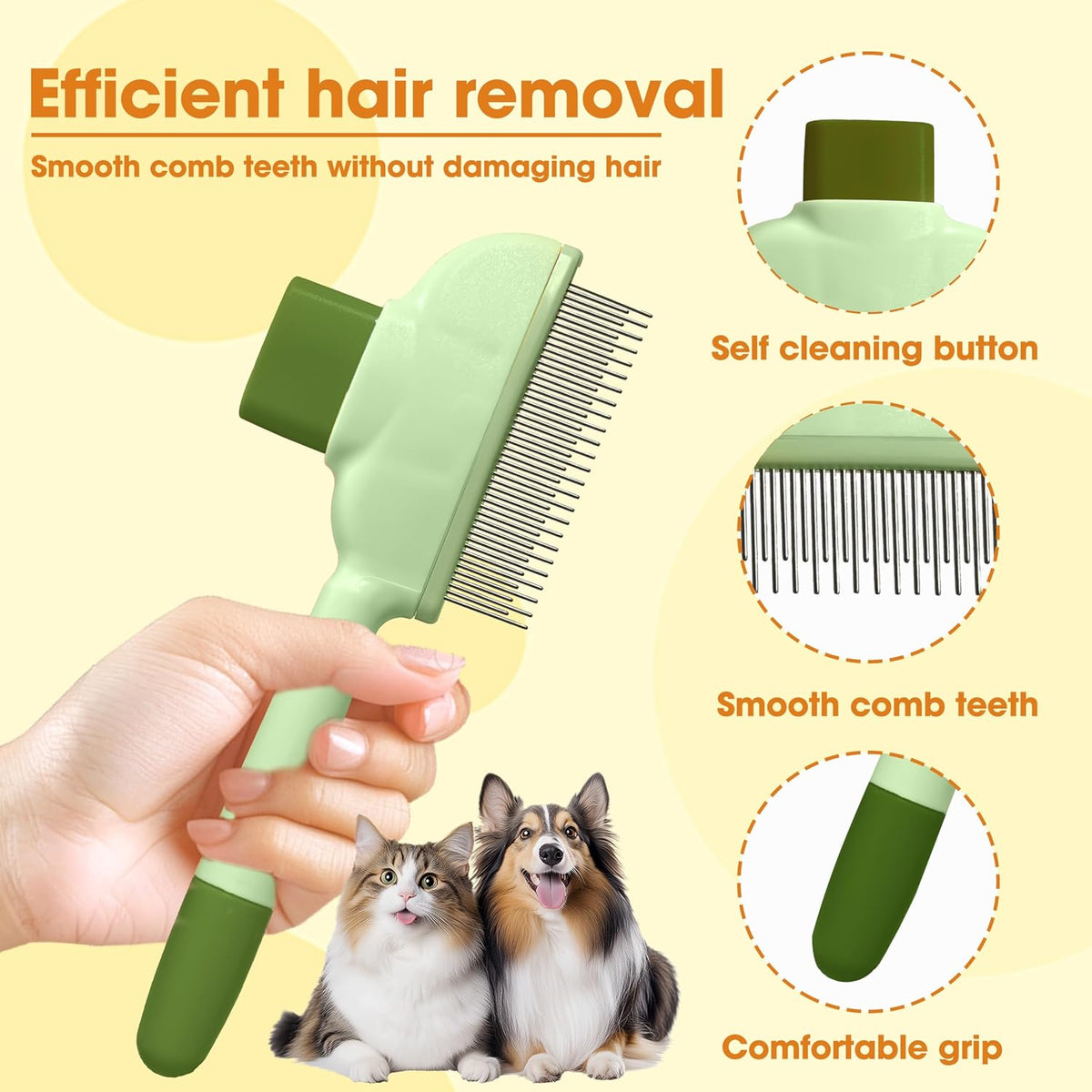 Cat Hair Brush & Dog Brush - green 1pcs - image 3