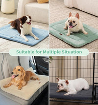 Made4Pets Dog Crate Pad Bed for Medium Large Dogs, Washable & Reversible, Anti-Slip Kennel Mat for Cozy Sleeping, Soft Fluffy Dog Bed for Indoor & Outdoor Use, 35"x23", Green
