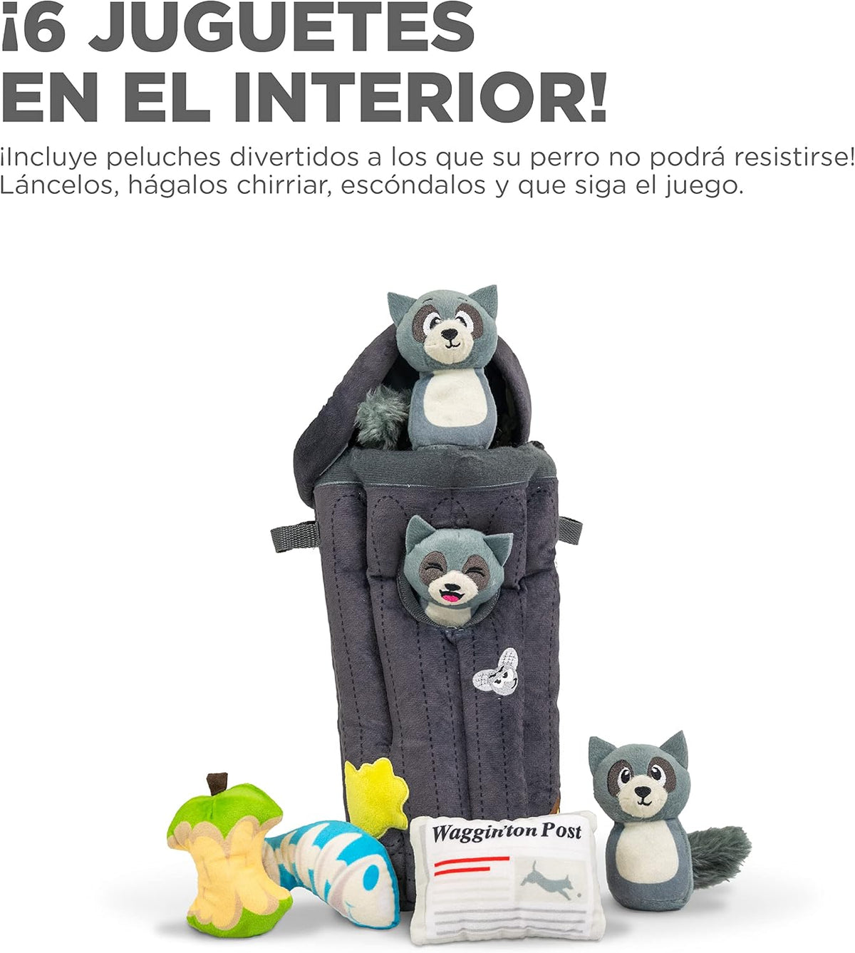Outward Hound Hide-A-Birthday-Cake Plush Squeaky Dog Toy - Raccoon - image 4