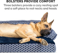 Furhaven Memory Foam Dog Bed for Medium/Small Dogs w/ Removable Bolsters & Washable Cover, For Dogs Up to 35 lbs - Plush & Woven Decor Comfy Couch Sofa - Diamond Blue, Medium