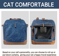 Extra Large Cat Carrier Soft Sided - Navy / with curtain - image 3