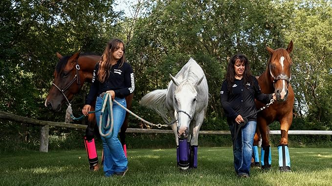 Warrior Fly Boots for Horses - Breathable Mesh Horse Boots for Fly Protection & Leg Comfort - Set of 4 (The Warrior, Neon Orange)