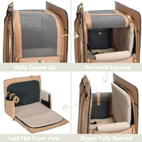 2-in-1 Stylish Dog Purse Carrier Travel Tote Bag for Small Dogs Cats - Khaki / 15" L x 7.5" W x 12.2" H - image 4