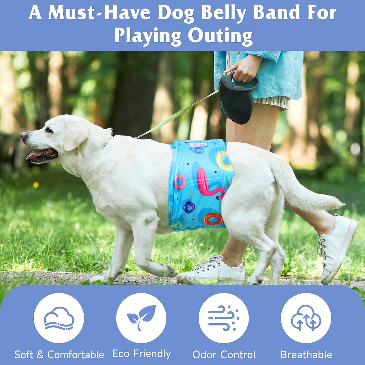 Dog Belly Bands for Male Dogs 5 Pack, Reusable Male Dog Diapers - Medium / Cake - image 4