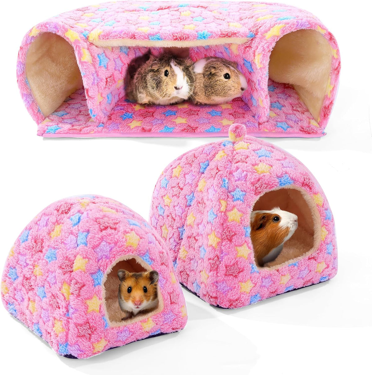 MABOZOO 3 Pack Guinea Pig House Accessories - Pink / L