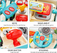 HONGTUO School Bus Toy with Sound and Light - Blue Bus Toy - image 4