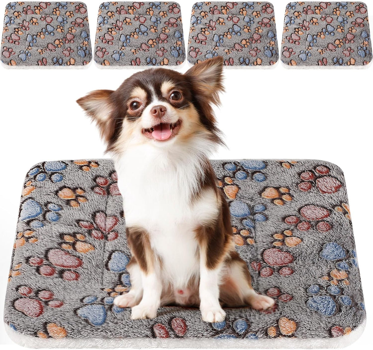 4 Pack Soft Pet Bed Mat Small Dog Crate Fleece – Essentials for Dogs - 23 x 18 Inches / Gray