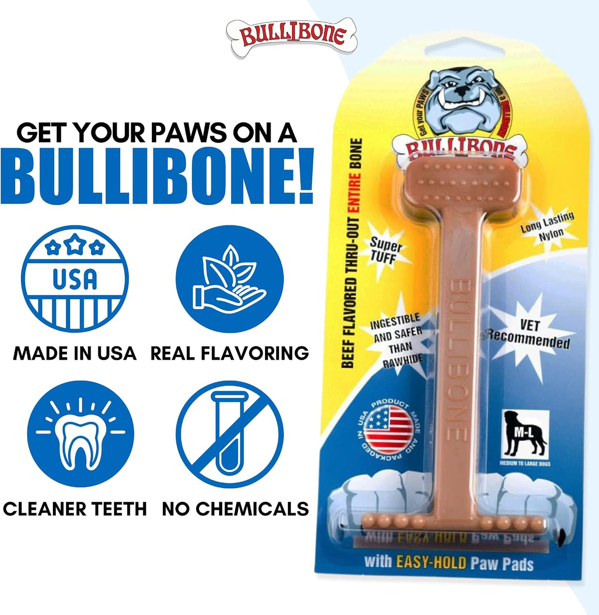 Bullibone Nylon Dog Chew Toy for Aggressive Chewers - Beef / XL - Single - image 4