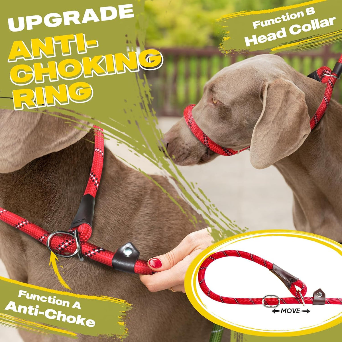 Fida Durable Slip Lead Dog Leash - 4ft - Large (1/2") / Red - image 3