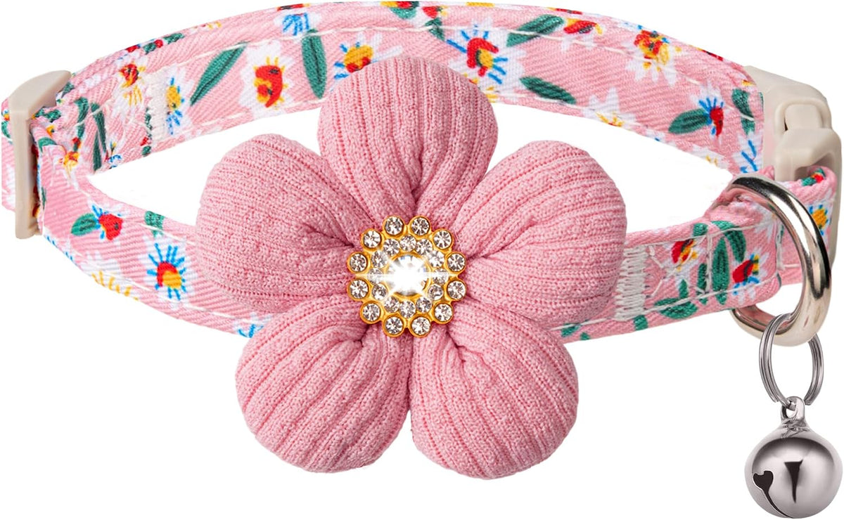 Medium Dog Collar with Flower - Pink / Small: for Small Dog