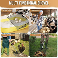 SlowTon 15-inch Large Chicken Poop Scooper - 5 in 1 Multifunctional Chicken Litter Scoop with 40 to 77in Stainless Steel Handle, Heavy Duty Chicken Coop Cleaning Tool Litter Sifting Shovel