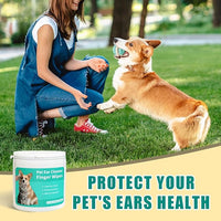 Dog Ear Cleaner Wipes Grooming Kit Care for Dogs & Cats Pet Ear Relief Gently Remove Ear Wax Debris and Smelly 50 Pcs Unscented
