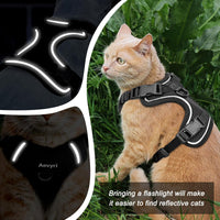 Cat Harness, Cat Harness and Leash for Walking - Black / L(13-18lb) - image 3