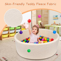 MEOGETY beige teddy fleece foam ball pit for toddlers with soft round walls - view 24