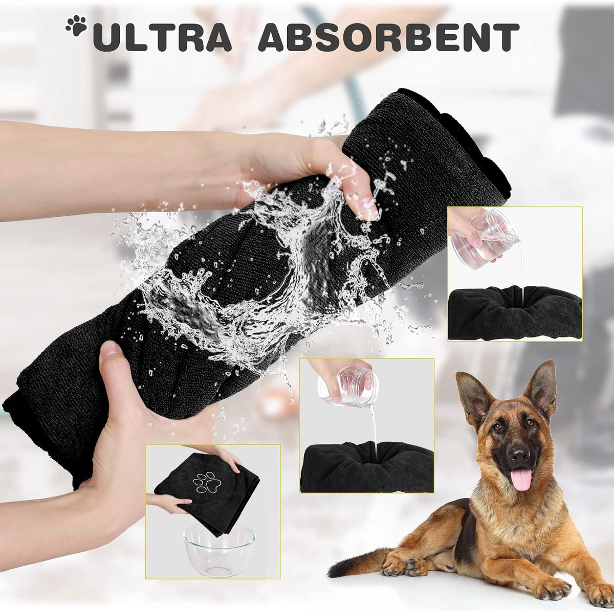 Chumia 4 Pcs Dog Towels for Drying - 16 x 32 Inch / Black - image 3