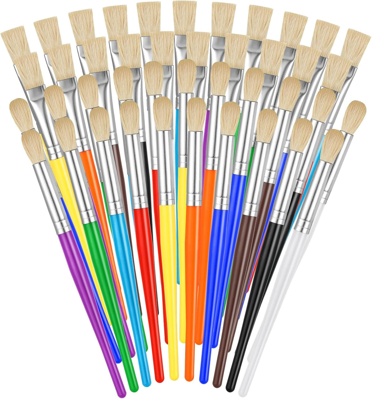 YGAOHF 22 piece toddler paint brushes with round and flat tips and bright handles - view 2