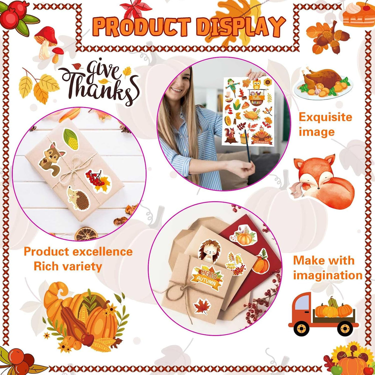 DUJAA 640-piece fall stickers for kids with pumpkins, leaves and scarecrows - view 13