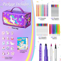 weirtoya 56 PCS Washable Scented Markers Set with Glitter Pencil Case - Purple Unicorn - image 2