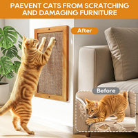 Cat Scratching Post, Wooden Sisal Cats Wall Scratcher - 1 PCS Large Brown - image 3