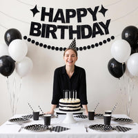 BEISHIDA Pre-Strung Glitter Pink Happy Birthday Banner Party Sign - Black - image 4
