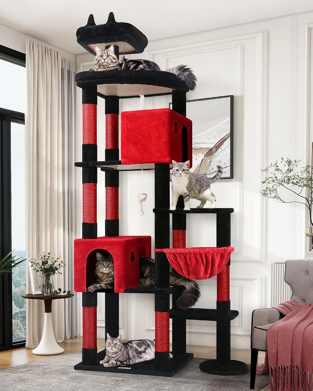 Globlazer Giant Cat Tree for Indoor Large Cats, F83 - 83inch / Blood-Gothic