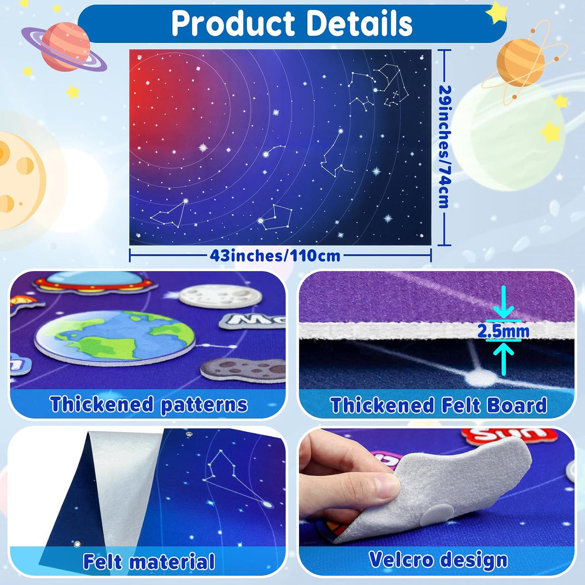 OKOOKO 41Pcs Felt Story Board Set - Blue - image 2