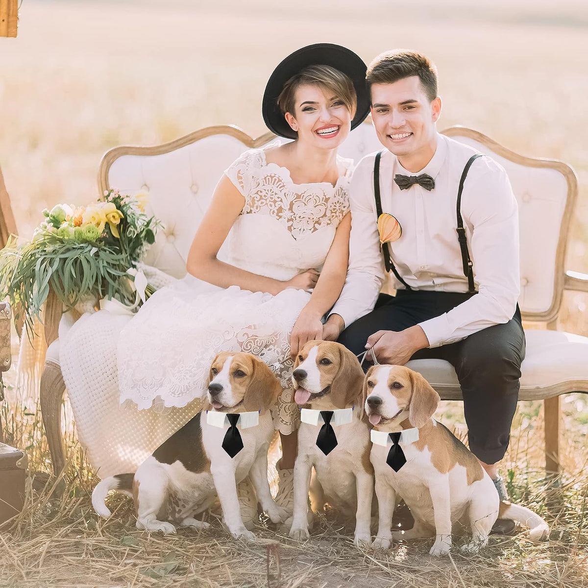 ADOGGYGO Dog Tuxedo Collar, Wedding Dog Bow Tie - Medium / Tie - image 2