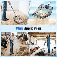 CAROD Chicken Poop Scooper & Rake 2-in-1, Metal Chicken Coop Scoop for Poop with 24 to 68" Adjustable Stainless Steel Handle, Litter Scooper Sand Sifting Shovel Chicken Coops/Animals House