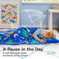 JOIEDOMI Toddler Nap Mat with Removable Pillow and Minky Blanket - Dark Blue Dinosaur - image 4