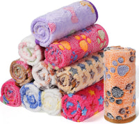 Tatuo 12 Pcs 30x20 in Puppy Dog Blankets Fleece Cat Pet Blankets Soft - 16 x 24 Inch