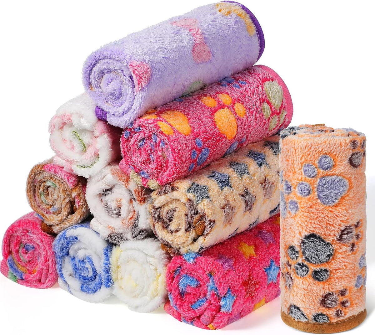 Tatuo 12 Pcs 30x20 in Puppy Dog Blankets Fleece Cat Pet Blankets Soft - 16 x 24 Inch