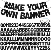 BEISHIDA 116 PCS A-Z DIY Letter Custom Banner Birthday Party Decor – Fun for Kids & Family - Glitter Black
