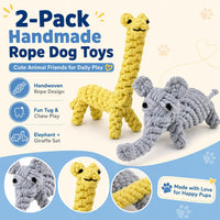 Dog Rope Toys, Puppy Teething Chew Toys for Small and Medium Dogs, 2 Pack – Essentials for Dogs - Elephant and Giraffe - image 2