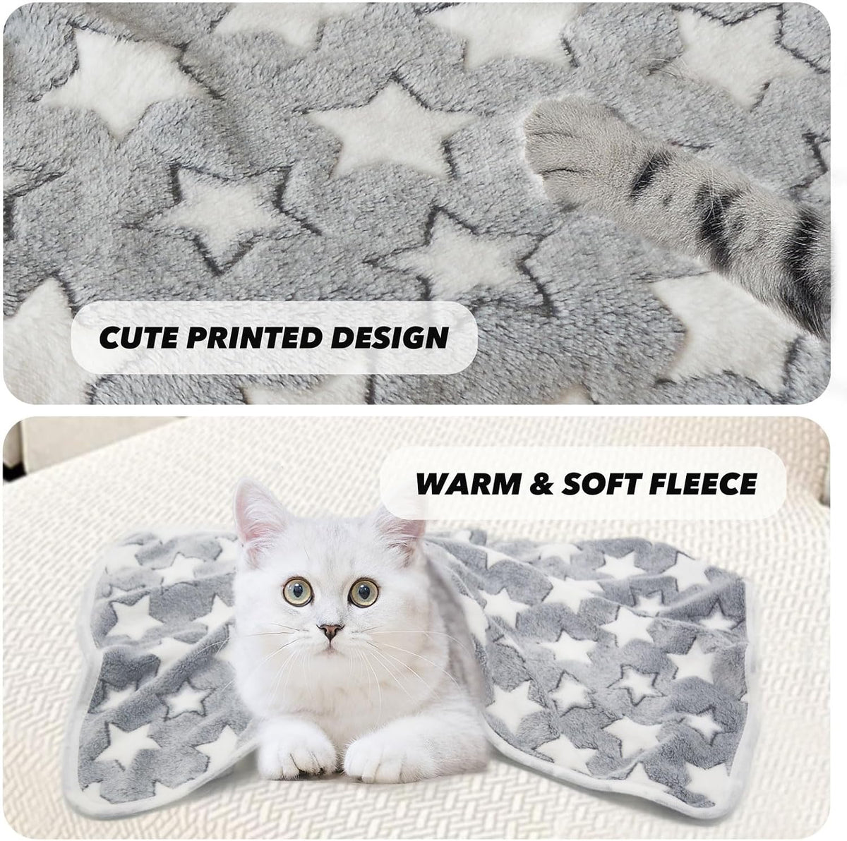 1 Pack 3 Puppy Blanket, Fleece Pet Small Dog Blanket for Puppy Cat, 40"x30" – Essentials for Dogs - Large(40"x30") / Bone/Love/Star - image 2