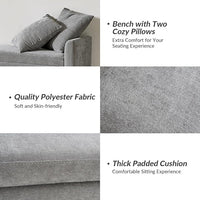 HULALA HOME Modern Storage Bench with Throw Pillows, 59.4" Extra Long Bedroom Ottoman Bench for End of Bed, Comfy Upholstered Footstool for Living Room Dining Room Entryway, Grey