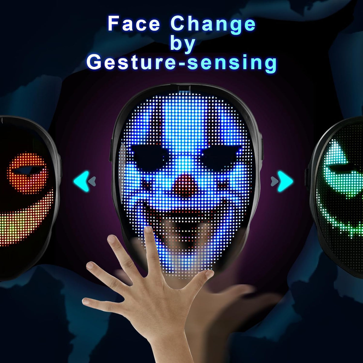 Gootus LED Halloween Mask with Gesture Sensing & Customizable – Fun for Kids & Family - image 3