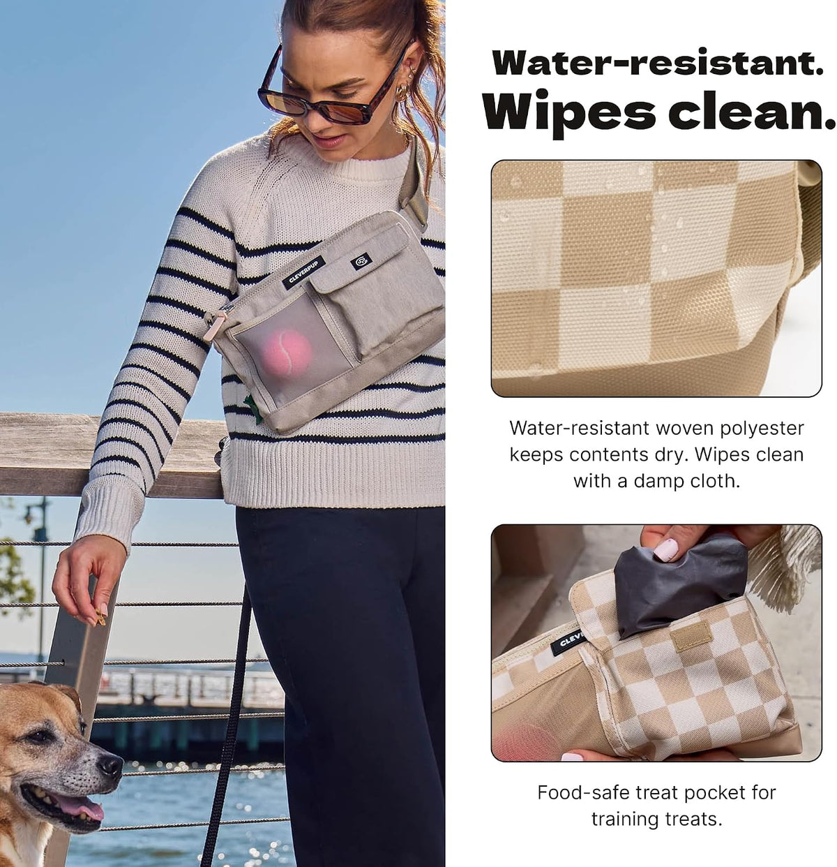 Cleverpup Walk & Train 2-in-1 Dog Walking Bag, Hands-Free - Sand - image 2