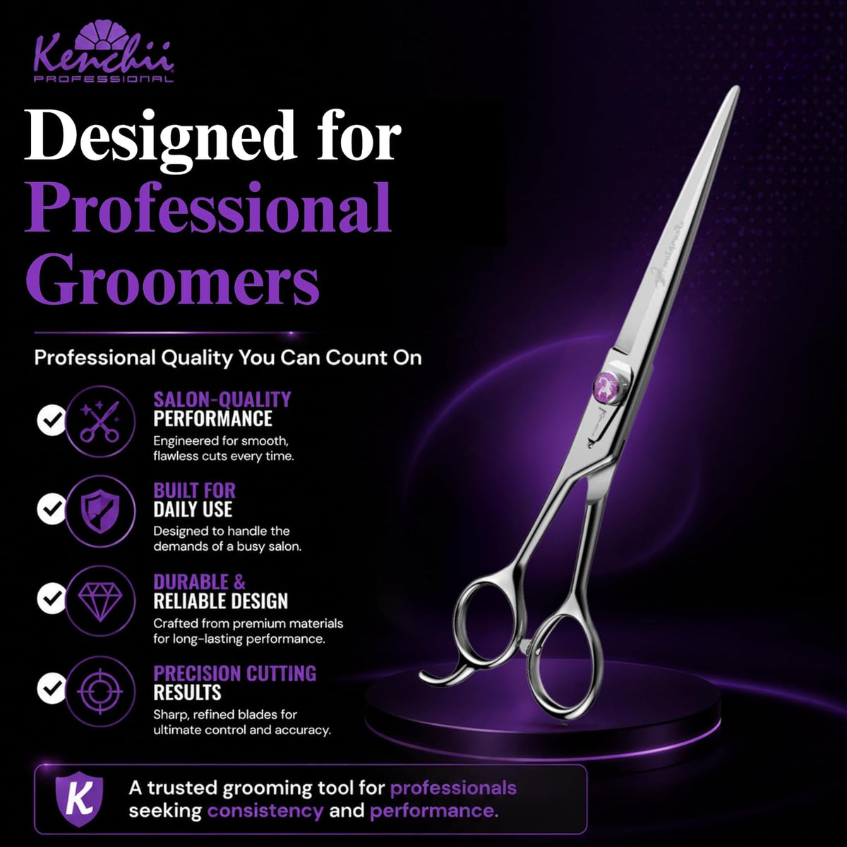 Kenchii Scorpion Dog Grooming Scissors 7in Curved - 7" Straight - image 4