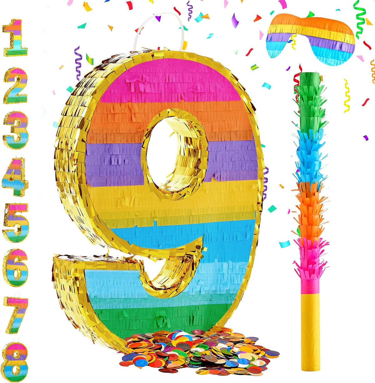 Rainbow Number 5 Pinata for 5th Birthday Party Decorations - 9