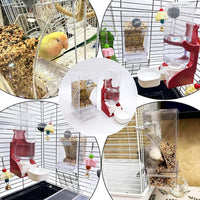 No Mess Bird Feeder for Cage Automatic Small Bird Food Container - Red+Transparent / 2Pcs - image 4