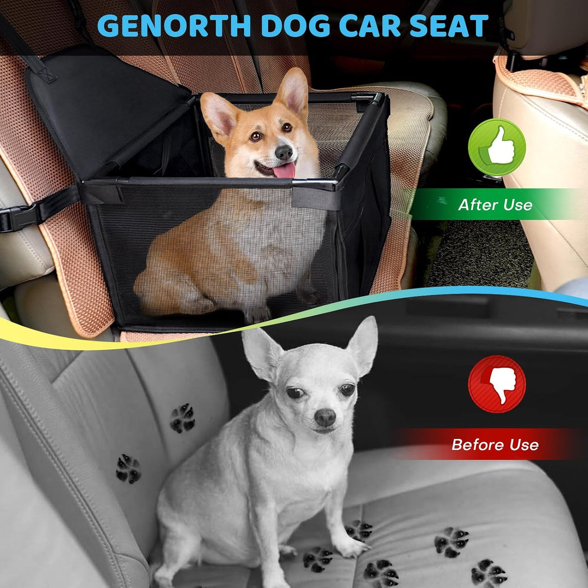 GENORTH Dog Car Seats for Small and Medium Dogs - Cationic Black / Up to 20 lb - image 3