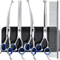 Gimars Titanium Coated Professional 6 in 1 4CR Stainless Steel Dog - 7inch Silver Round Tip 6 in 1 Professional