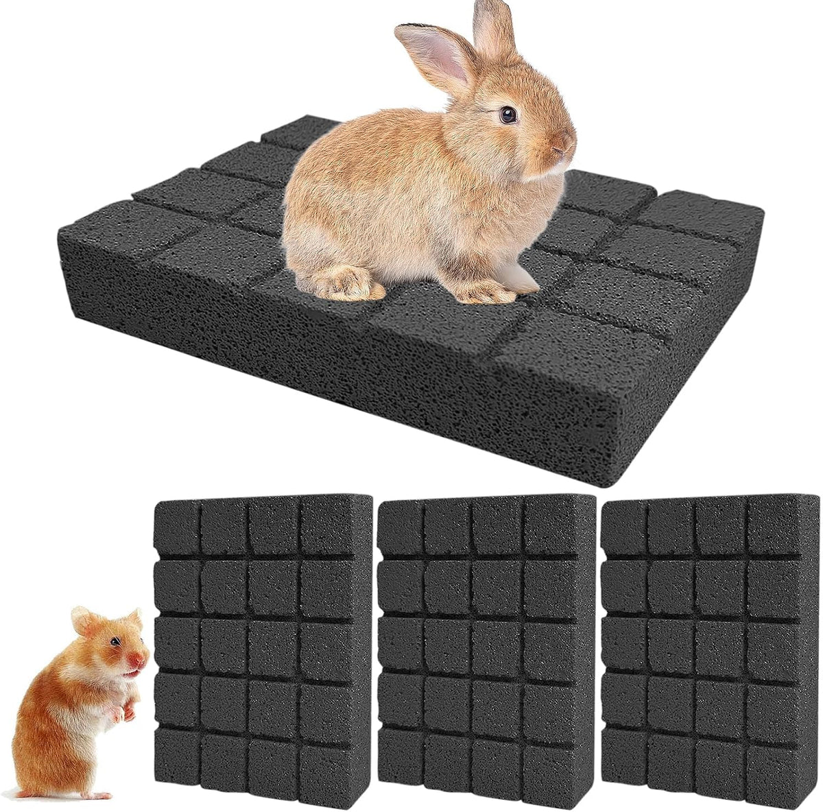 Hamiledyi 2PCS Rabbit Scratching Pads Bunny Lava Grinding Claw Pads - Black-4pcs