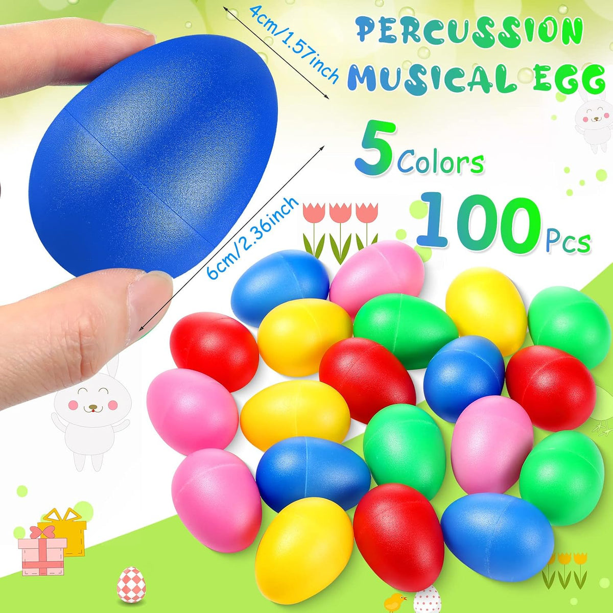 Yeshone 100 plastic egg shakers in 10 bright colors - view 20
