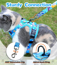 Cat Harness and Leash Set, Escape Proof Kitten Harness, Black - H604 Pro Ocean Blue / X-Small (4-6lb) - image 4