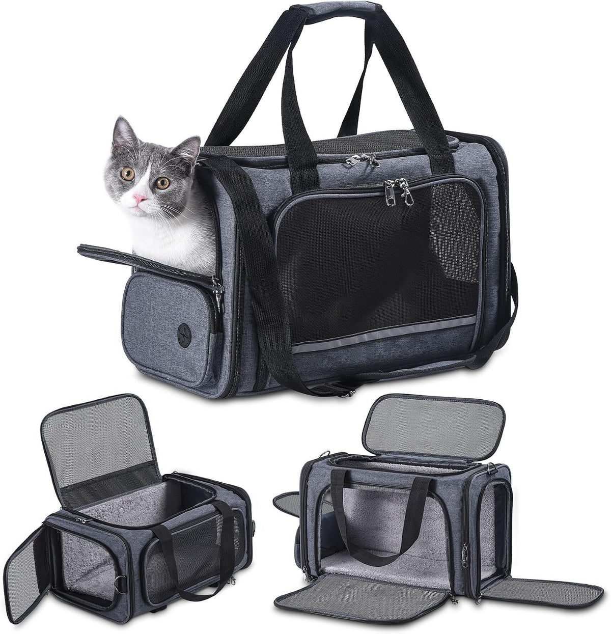 Cat Carrier Pet Travel Carrier by Airplane Approved Under seat - GREY